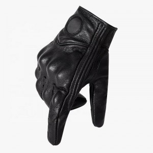 Winter Warm Black Leather Outdoor Touch Screen Other Sports Full Finger Motorcycle Cycling Racing Gloves