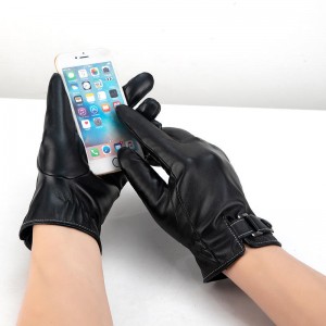 Black Motorcycle Bicycling Touch Screen Cycling Winter Warm Man Women Sheepskin Leather Gloves