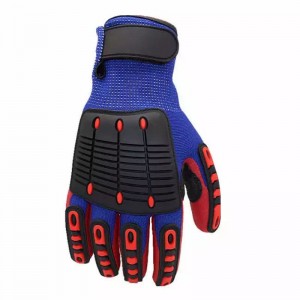 Factory High Impact Safety Hnab looj tes CE EN388 4544EP Nitrile TPR Mechanic Gloves