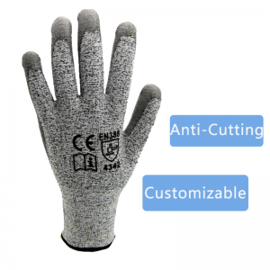 Skärbeständiga handskar HPPE En388 Glas Garden Protective Anti Cut Level 5 PU-belagda Konstruktion Arbetssäkerhet