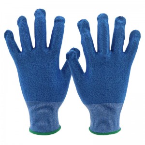 Mgbochi Cut Resistant Gloves na-arụ ọrụ HPPE Level 5 Silicone Dotted Safety Security Labor