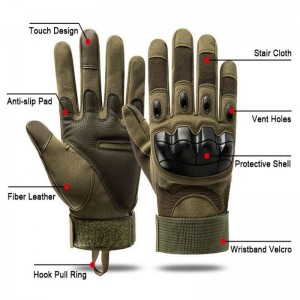 Motorcycle Tactical Gloves Winter Warm Brushed Green Black Safety Outdoor Sport Touch Screen Full Finger  Combat