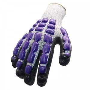 Mechanic Impact Gloves Tpr အရည်အသွေးမြင့် Cut Resistant Level 5 Protection Wrinkling Latex Palm Coated