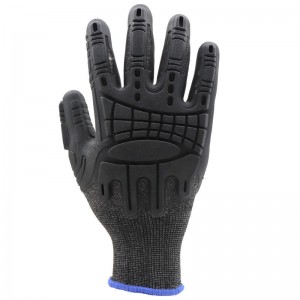 TPR Bezpečnostné rukavice Factory Custom Industrial TPE TPR Black Anti-Impact Protection Stavebné Gumené práce