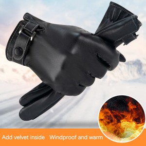 Black Motorcycle Bicycling Touch Screen Cycling Winter Warm Man Women Sheepskin Leather Gloves