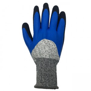 Захисні захисні рукавички Чудове зчеплення HPPE Конструкція зі скловолокна Стійкість до порізів Рівень 5 Нітрилове покриття