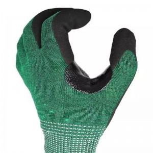 Safety Cut Resistant Working Hand Factory Custom Green Customized Unisex HPPE Nitrile Coated Palm Gloves