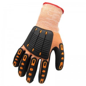 Nárazové rukavice pre bezpečnosť práce Priemyselná konštrukcia HPPE ropné polia odolné proti prerezaniu nitrilom s dlaňou