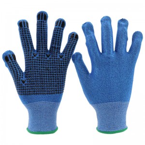 Găng tay chống cắt Bảo vệ lao động HPPE cấp 5 Silicone chấm an toàn lao động