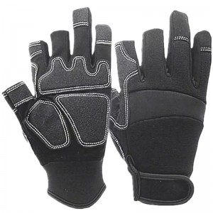 Basa Rokuchengetedza Magirovhosi Half Finger Leather Durable Mechanic Elastic Cuff Synthetic Soft