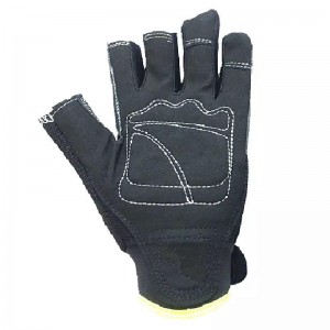 Индустриални механични ръкавици Синтетична кожа Неплъзгащи се отворени с три пръста Топли зимни работни