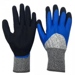 Γάντια ανθεκτικά στην κοπή Γάντια ασφαλείας εργασίας με διπλή επίστρωση ανθεκτικά νιτριλίου προστατευτική βιομηχανία