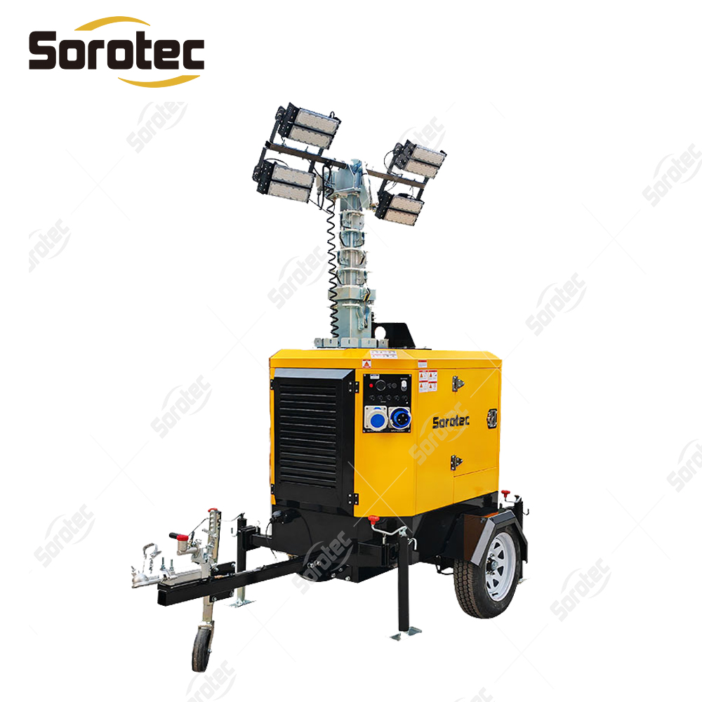 AGM Lithium Battery Light Tower 9 Meters Telescoping Rotating Tower