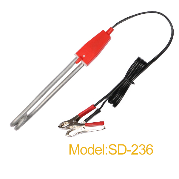 SD-236 247 12V Portable immersion water heater with battery clip