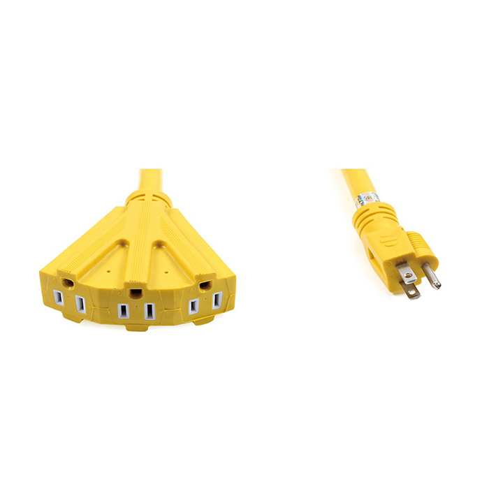 Yellow Jacket 2882 12/3 Heavy-Duty Durable SJTW Premium Contractor-Grade Inside/Outside 3 Outlet Extension Cord
