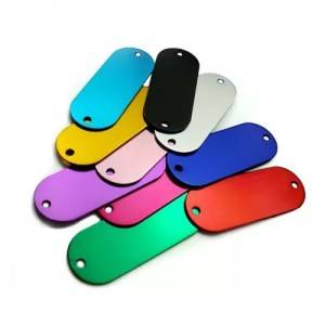 Colored Anodized Custom Engraved Dog Tags Runway Shape With Two Holes