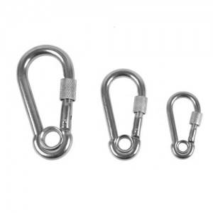 2021 High quality Keychain Carabiner - Double Safety Stainless Steel Carabiner Hook Spring Clip Hardware With Eye And Nut – Spocket