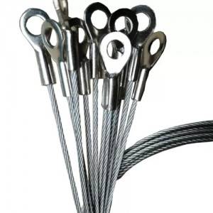 Stainless Steel Cable Lanyard Plastic Coated With Loop And Eyelet Terminal Ends
