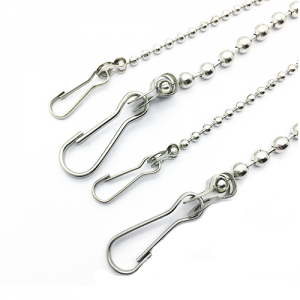 Factory Direct China Custom Metal Bead Link Beaded Ball Chain with 2 J Hooks