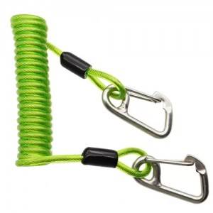 2021 Good Quality Coiled Cord - High Secuirty Double Stainless Steel Carabiner Hooks Tool Coiled Lanyard Hot Green Color – Spocket