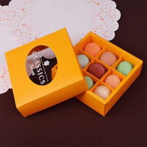 China Custom Disposable Container Macaroon Food Paper Box White Cardboard Transparent Cake Box with Clear Window