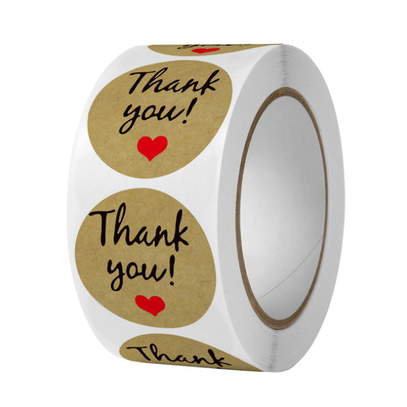 Printing Adhesive Roll Label Kraft Paper Thank You Stickers