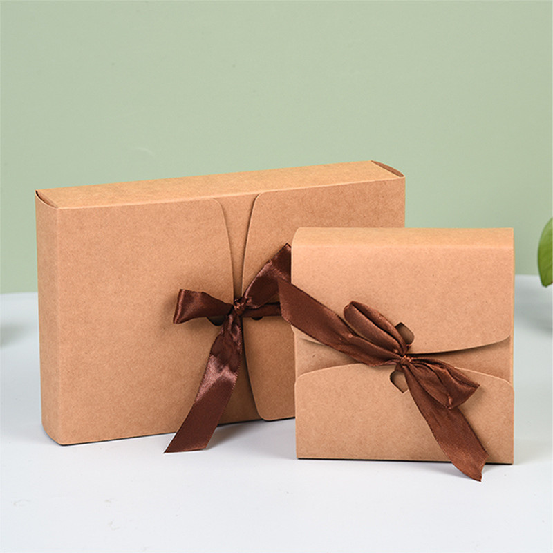 Hot Selling for Wrapped Straws - Custom empty brown Craft paper birthday Christmas jewelry gift boxes with bow tie for men and women – Spring Package Featured Image
