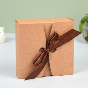 Custom empty brown Craft paper birthday Christmas jewelry gift boxes with bow tie for men and women