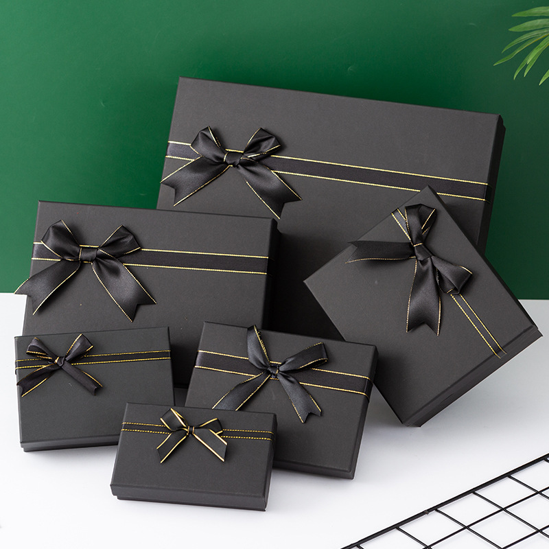 Gift Box Black Rectangle Bow Gift Box Valentine’s Day Birthday Box Lipstick Creation Gift Box