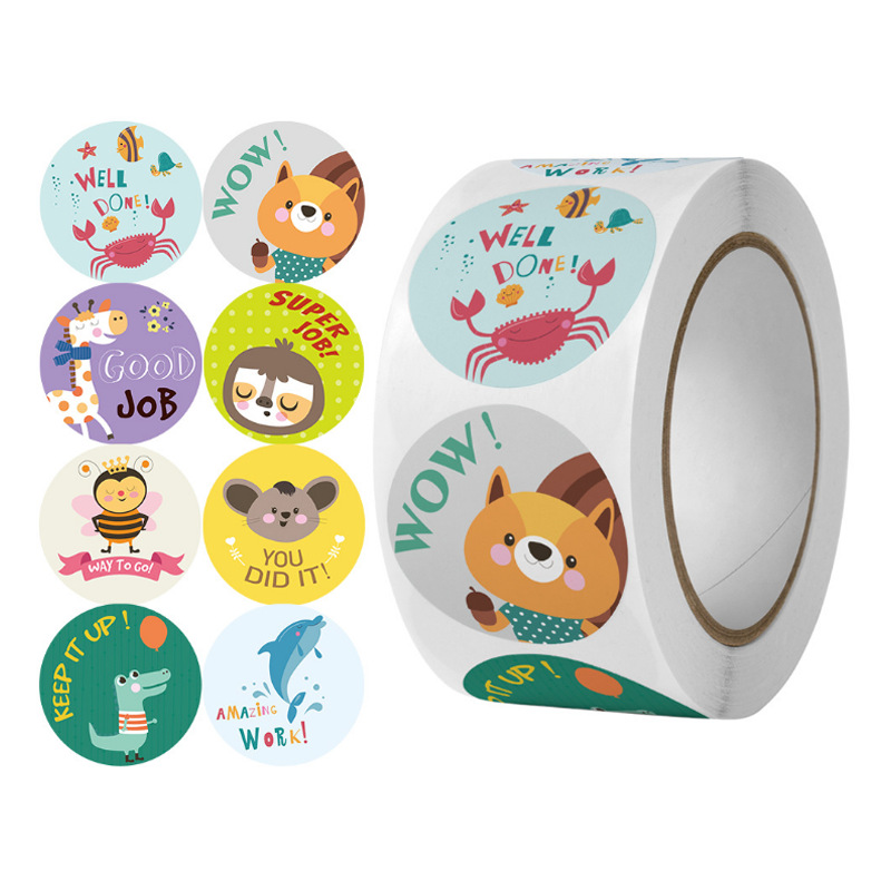 High Quality Custom Waterproof Scratch Resistant Children Gift Animal Cartoon Adhesive Label Stickers