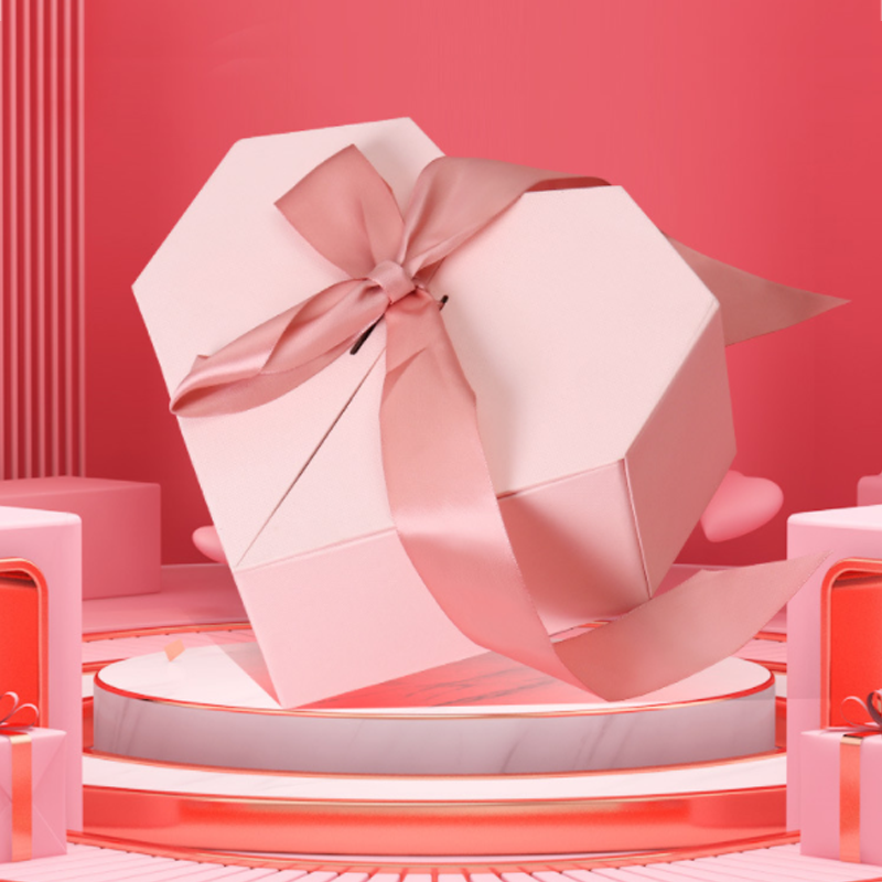 Luxury Custom Logo OEM Pink Flip Double Open Gift Packaging Paper Boxes Featured Image