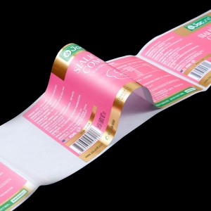 2023 Custom Printed Sticker Waterproof PVC Pink Gold Sticker Label