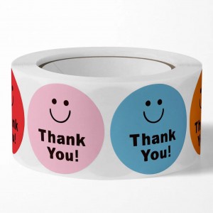 Custom Thank you Stickers Round 500pcs Labels Per Roll Cute Party Sticker for Gift Packaging