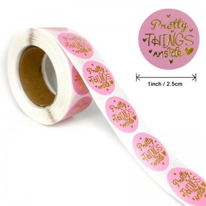 2022 Pink Gold Thank You Sticker Label for Party Decoration Gift Stickers