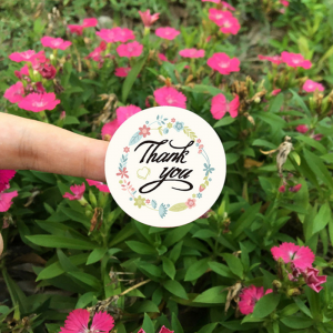 Round 500pcs Labels Per Roll Cute Thank you Stickers for Cake Packaging