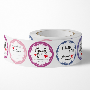 Coated Paper Roll Thank You Stickers Happy Mail Round Sticker Handmade With Love Envelope Decoration Label Sticker