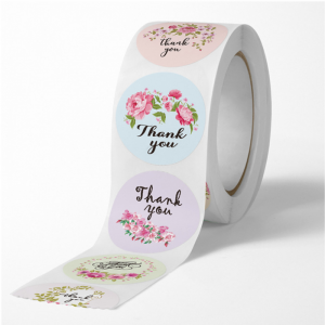 500pcs/Roll Handmade Label Wholesale Bronzing Thank You Pink Round Stickers With High Quality