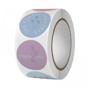 Amazon Hot Sale Printed Roll Adhesive Paper Round Thank You Label Stickers for Small Business
