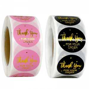 Custom Adhesive Round Sticker Printing Roll Personalised Self Adhesive Thank you Gift Sticker Labels
