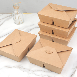 Double Compartment Paper Lunch Food Box for Takeaway Packing