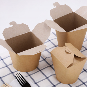 Special Design for China Disposable Eco-Friendly Kraft and White Paper Food Noodle Box with PE/PLA Coating 26oz