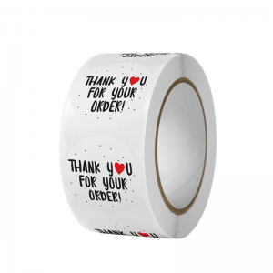 Thank You Stickers Roll Black 1 Inch 500 Tags Floral for Small Business Packaging Wedding