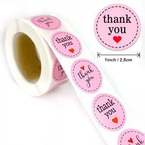 Custom Round Pink Thank You Stickers For Supporting My Small Business with Fashion Style