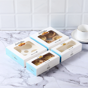 China Wholesale Custom 2-Grain 4-Grain Disposable Cake Packing Carton Portuguese Egg Tart Food Paper Box Snack Baking Boxes