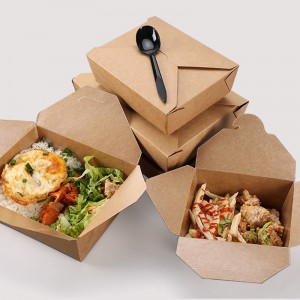 Factory Cheap China Food Grade Recyclable Takeaway Box for Burger Tasty Fast Food Brown Kraft Paper Packaging