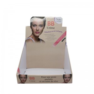 New design China cardboard supermarket merchandising box cosmetic paper display stand rack with custom logo