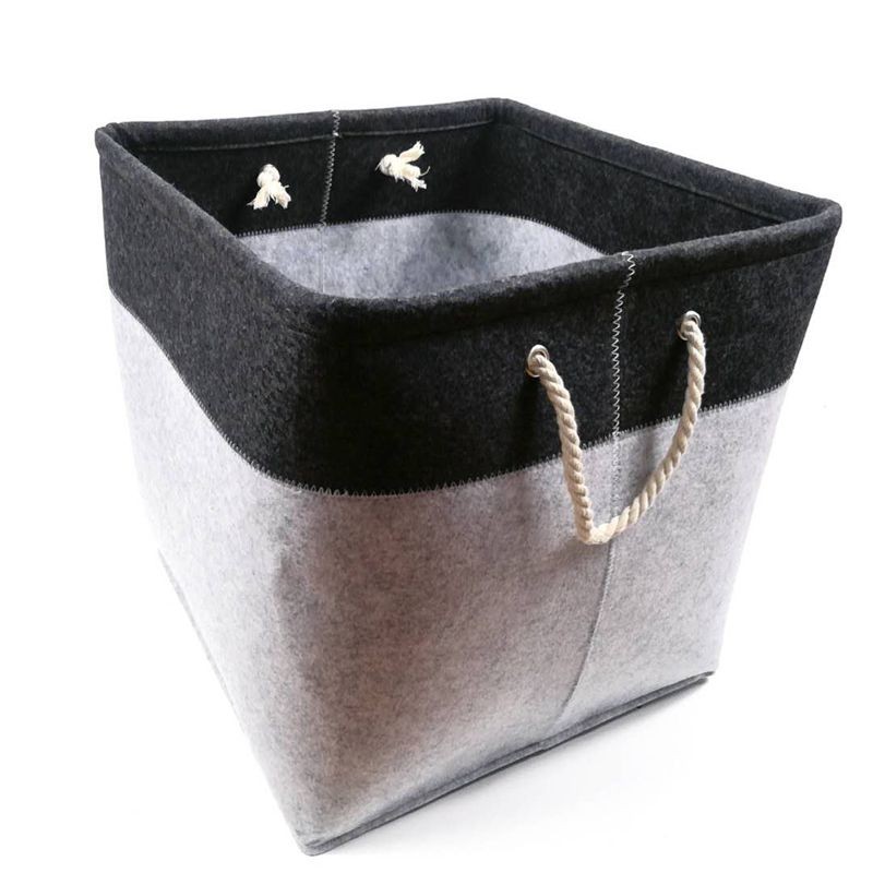 Amazon Hot Selling Eco-friendly Multifunctional Grey Felt Basket with Handles