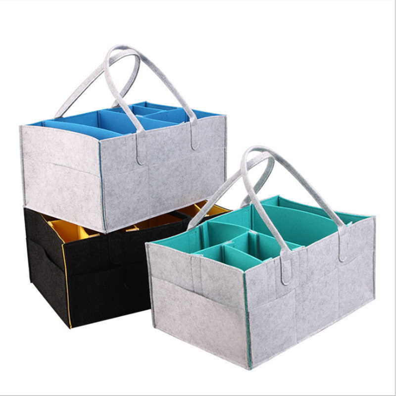 Portable Foldable Baby Bags Felt Baby Diaper Caddy Nursery Nappy Organizer Tote Bags