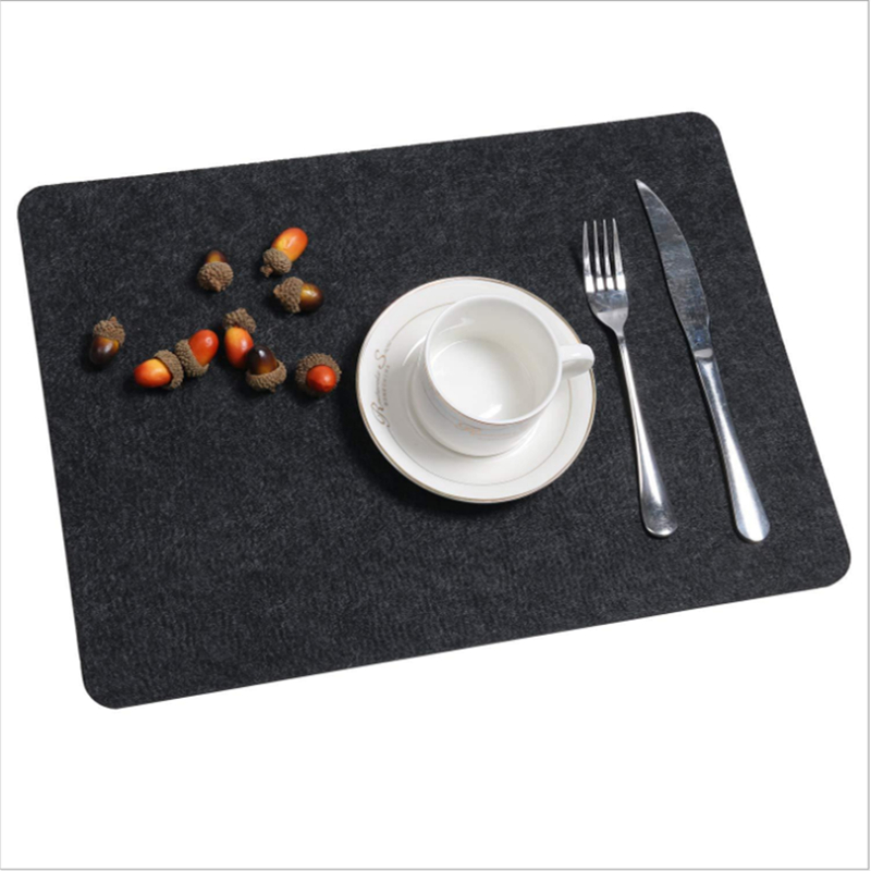 Grey Felt Placemats with Glass Coasters and Cutlery Bags Kitchen Table Mats