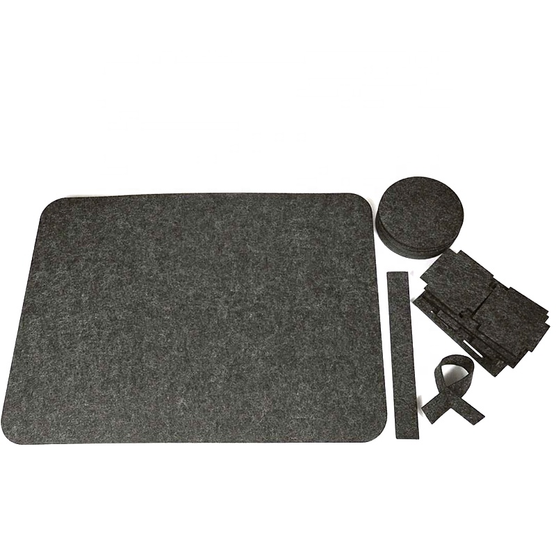 Amazon Hot Selling  Grey Placemats Set of 6 Table Mats/Pads Coaster Napkin Ring Felt Placemats